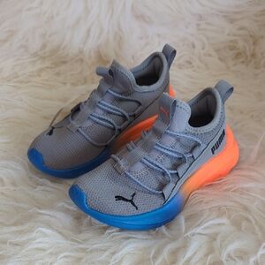 Puma Kids Shoes - Gray with Blue and Orange Accents